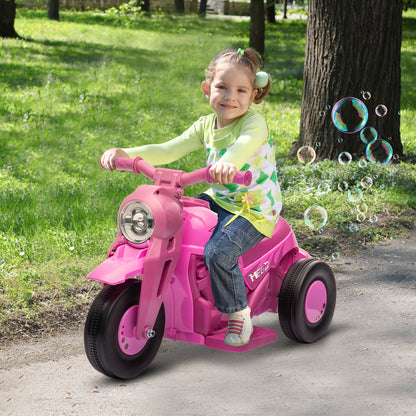 Electric Motorcycle for Kids, 3 Wheels, 6V, 3 km/h, Electric Bubble Car for Kids with Light and Sound Effects, Ages 2-5, Max Load 30 kg, Pink