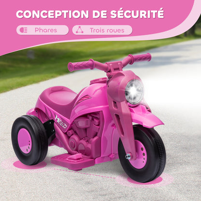 Electric Motorcycle for Kids, 3 Wheels, 6V, 3 km/h, Electric Bubble Car for Kids with Light and Sound Effects, Ages 2-5, Max Load 30 kg, Pink