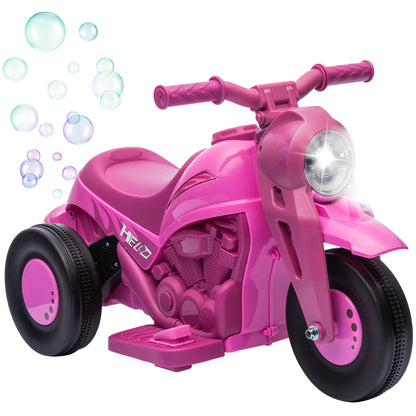 Electric Motorcycle for Kids, 3 Wheels, 6V, 3 km/h, Electric Bubble Car for Kids with Light and Sound Effects, Ages 2-5, Max Load 30 kg, Pink