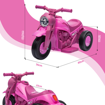 Electric Motorcycle for Kids, 3 Wheels, 6V, 3 km/h, Electric Bubble Car for Kids with Light and Sound Effects, Ages 2-5, Max Load 30 kg, Pink