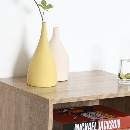 Set of 2 Wall-Mounted Bedside Tables - Set of 2 Nightstands - Sliding Drawer, Niche, Tabletop - Particle Boards Light Oak Finish