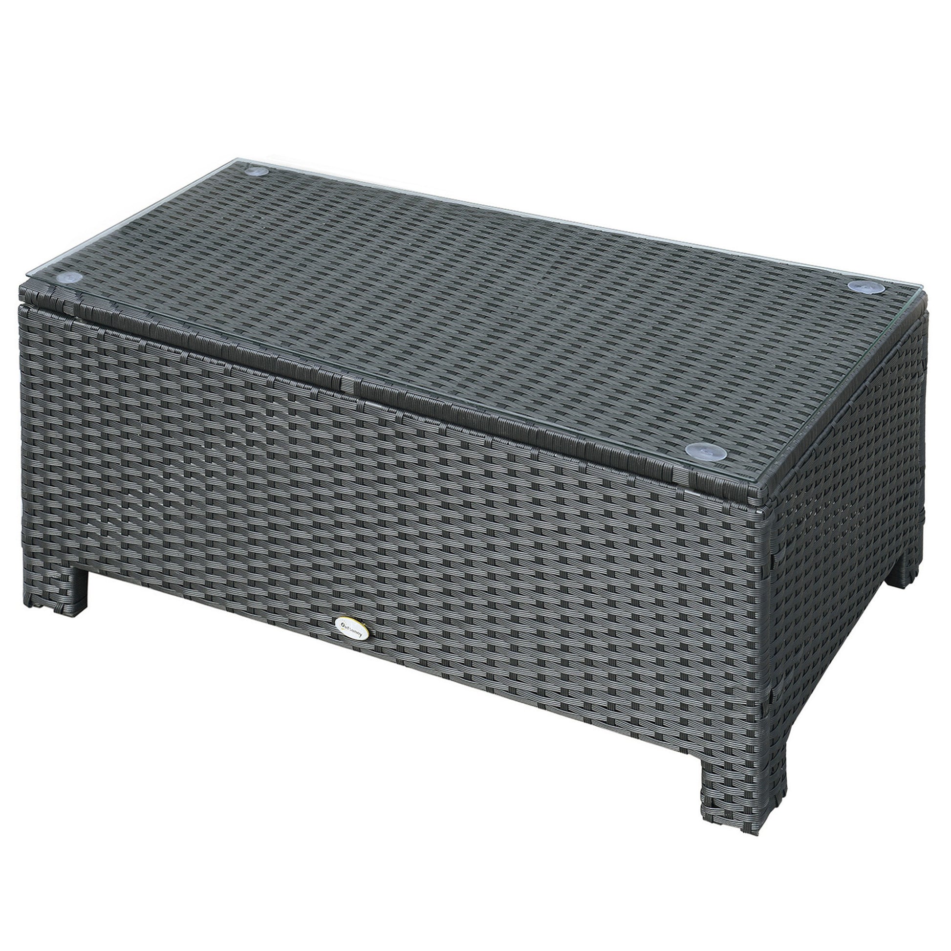Garden Side Table Coffee Table Patio Table Balcony Table Poly Rattan Black 85 x 50 x 39 cm