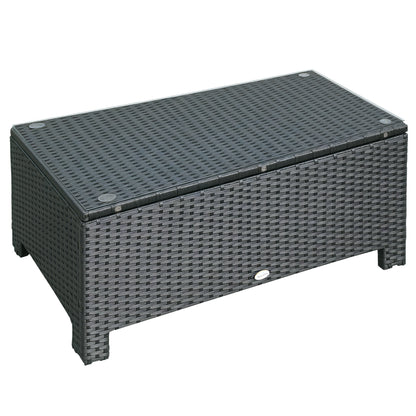 Garden Side Table Coffee Table Patio Table Balcony Table Poly Rattan Black 85 x 50 x 39 cm