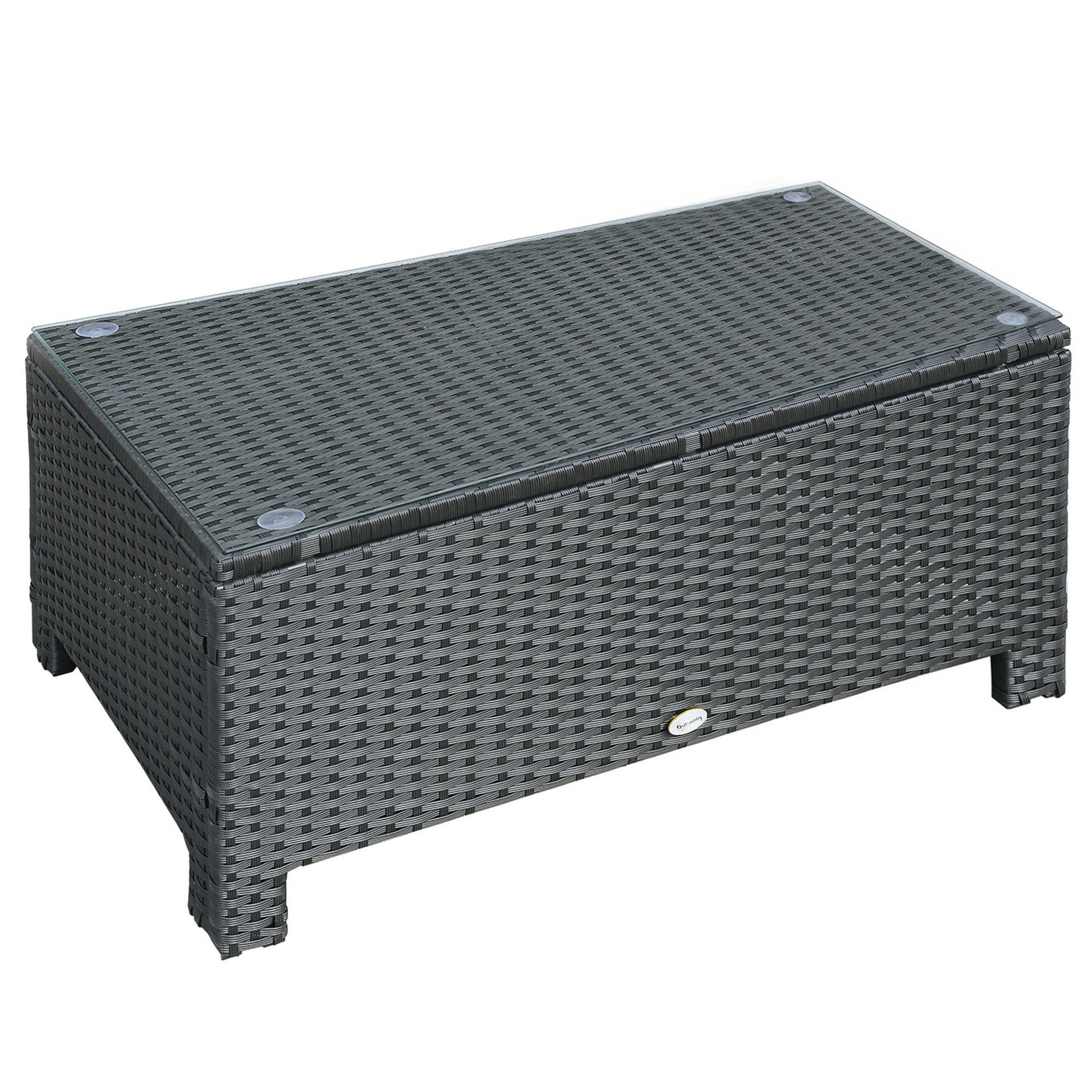 Garden Side Table Coffee Table Patio Table Balcony Table Poly Rattan Black 85 x 50 x 39 cm