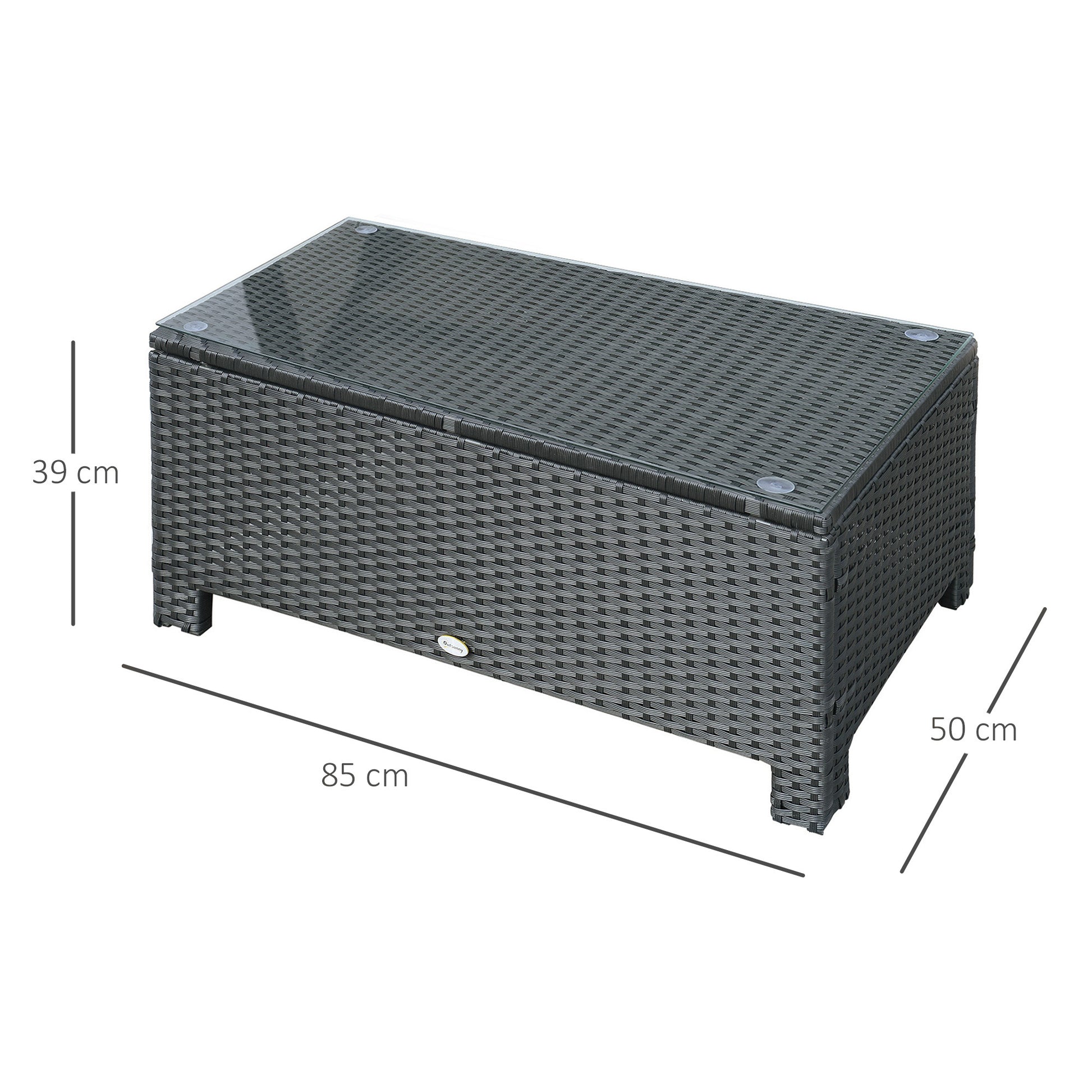 Garden Side Table Coffee Table Patio Table Balcony Table Poly Rattan Black 85 x 50 x 39 cm