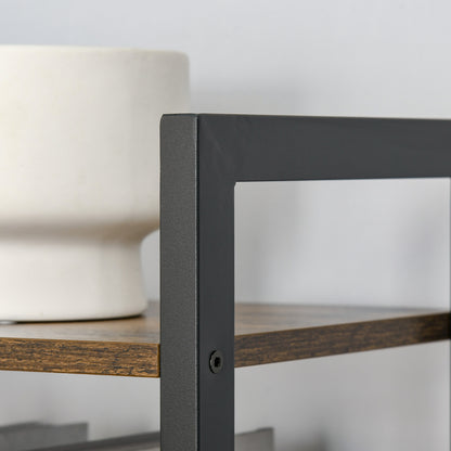 Industrial 5-Tier Bookshelf Storage Bookcase with Steel Frame for Living Room Office Kitchen Bedroom 40x30x154 cm Rustic Brown