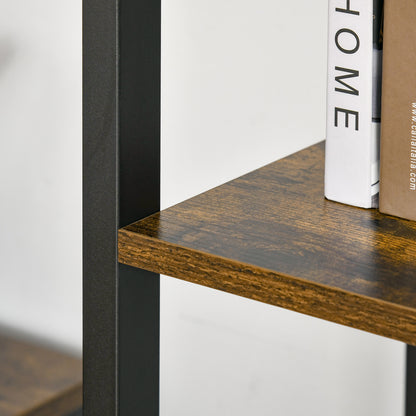 Industrial 5-Tier Bookshelf Storage Bookcase with Steel Frame for Living Room Office Kitchen Bedroom 40x30x154 cm Rustic Brown