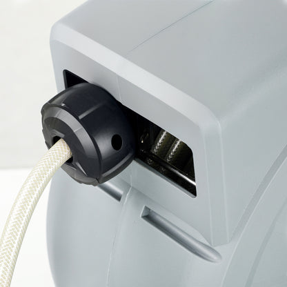Hose Reel with Garden Hose 20m, 180° Rotatable Hose Box, Hose Reel for Wall Mounting, Water Hose Reel with Automatic Rewind, 7-function Hand Shower, Grey