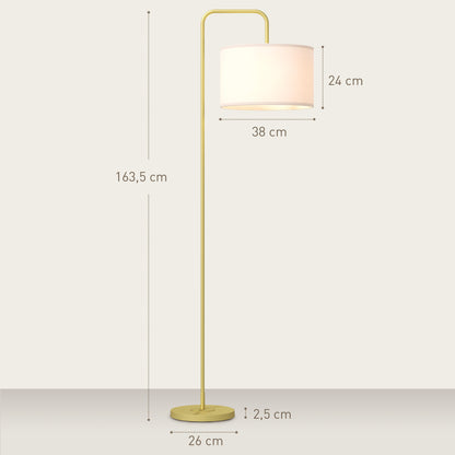 Modern Style Floor Lamp Floor Lamp with Linen Lampshade and Switch for Living Room and Bedroom 163.5 cm Gold and White