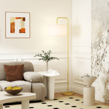 Modern Style Floor Lamp Floor Lamp with Linen Lampshade and Switch for Living Room and Bedroom 163.5 cm Gold and White