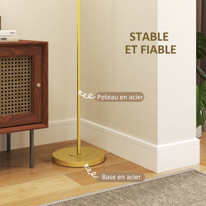 Modern Style Floor Lamp Floor Lamp with Linen Lampshade and Switch for Living Room and Bedroom 163.5 cm Gold and White