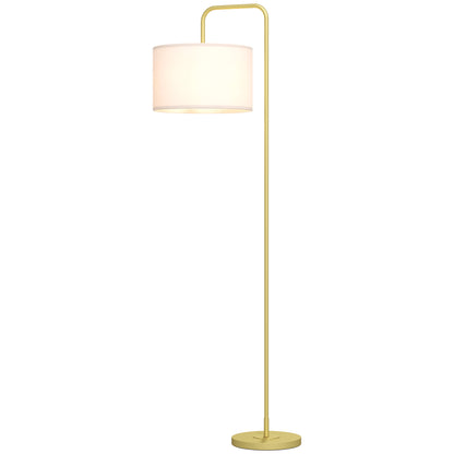 Modern Style Floor Lamp Floor Lamp with Linen Lampshade and Switch for Living Room and Bedroom 163.5 cm Gold and White