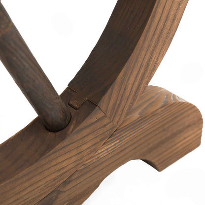 Wooden Garden Table Outdoor Terrace Table 110x60x65 cm with Wheel-Shaped Legs Load 100 kg Table for Outdoor Patio Charred Wood Finish