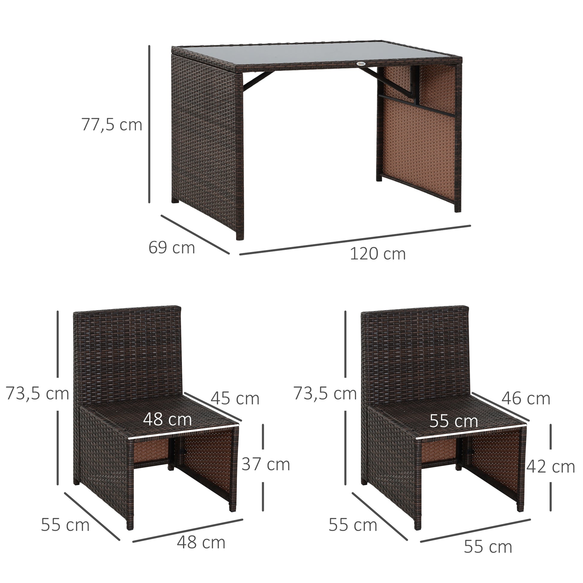 5-piece Poly Rattan Garden Furniture Set, Weatherproof Balcony Furniture for 4 People Patio Furniture with Table 4 Chairs Cushions, Lounge Set Dining Group Seating for Balcony, Garden, Brown+Khaki