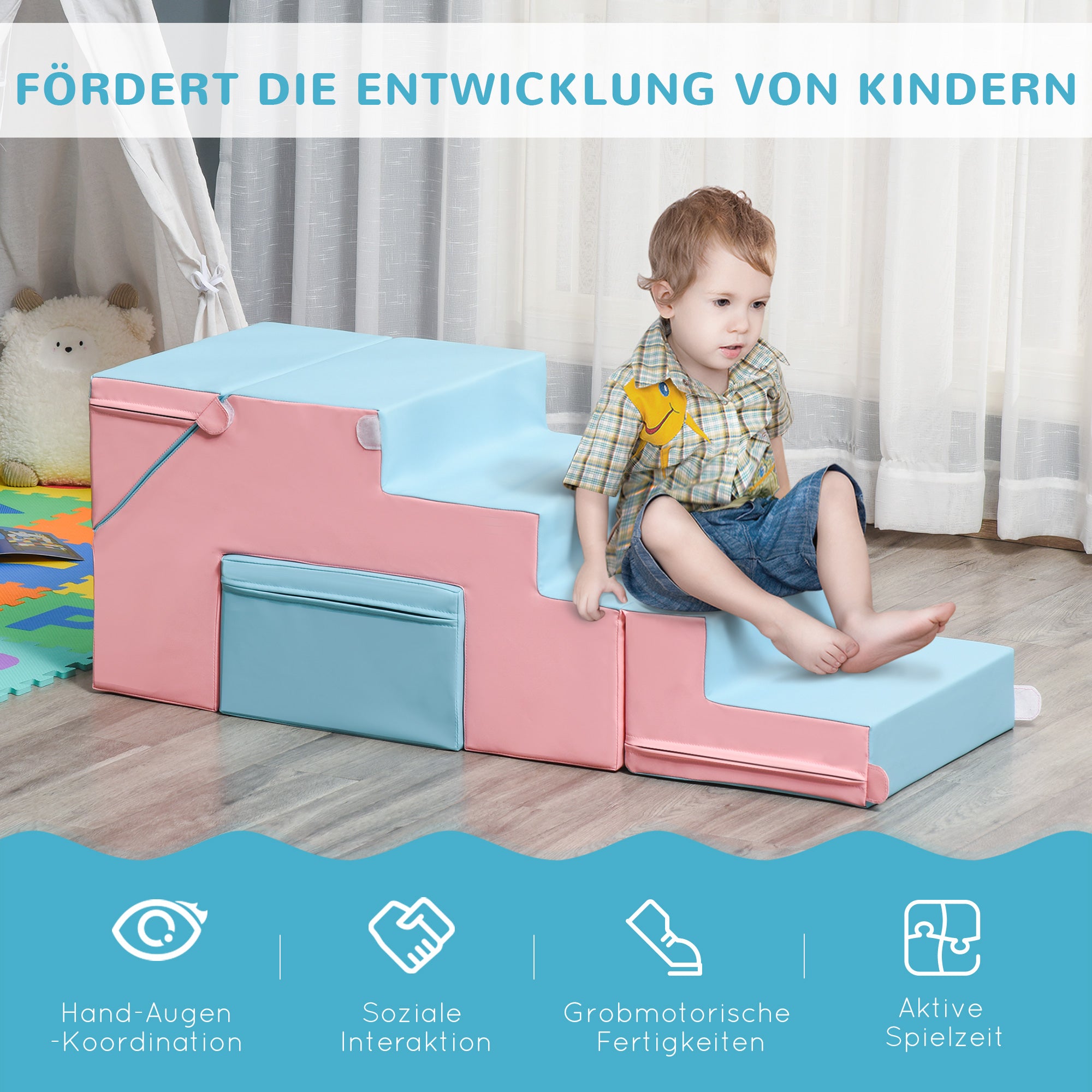 Soft Building Blocks 2-Piece Set Foam Blocks Giant Blocks Building Toy Foam Blocks for 1-3 Years Old Children Artificial Leather EPE