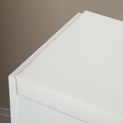 Makeup Table Set with Mirror and 5 Drawers 97.2x44.5x136.5 cm and Padded Makeup Stool 40x24x46 cm, White