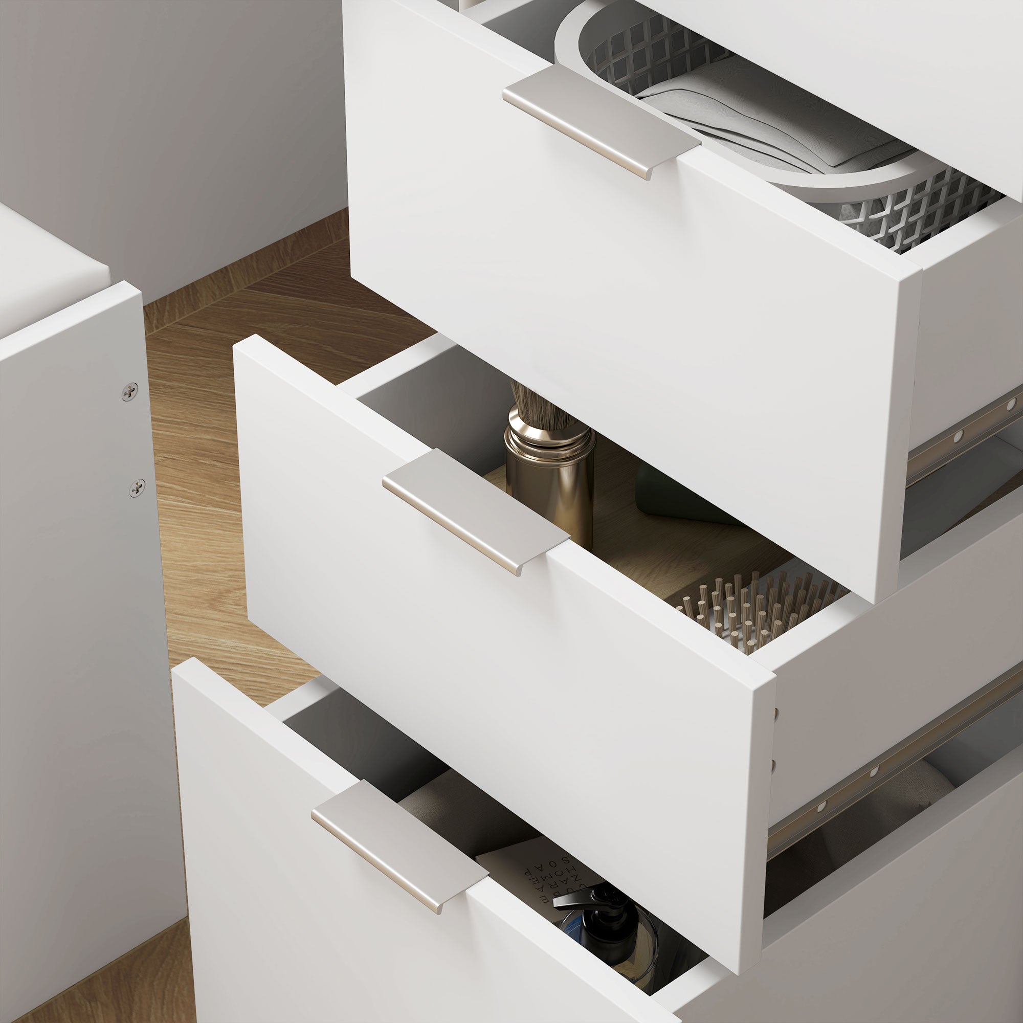 Makeup Table Set with Mirror and 5 Drawers 97.2x44.5x136.5 cm and Padded Makeup Stool 40x24x46 cm, White