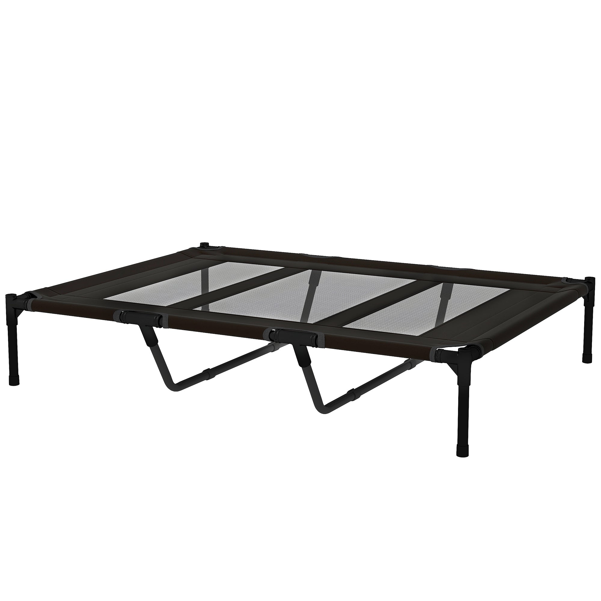 Portable Elevated Bed for Dogs Cats with Breathable Mesh Zone and Oxford Fabric for Indoor Outdoor 122x92x23 cm Black