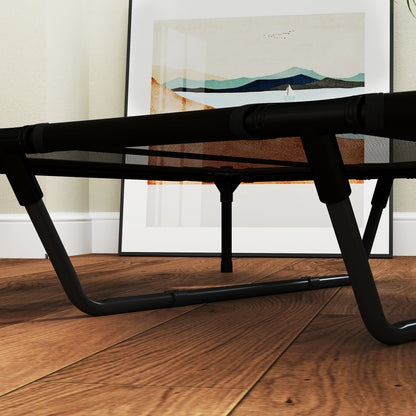 Portable Elevated Bed for Dogs Cats with Breathable Mesh Zone and Oxford Fabric for Indoor Outdoor 122x92x23 cm Black