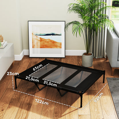 Portable Elevated Bed for Dogs Cats with Breathable Mesh Zone and Oxford Fabric for Indoor Outdoor 122x92x23 cm Black