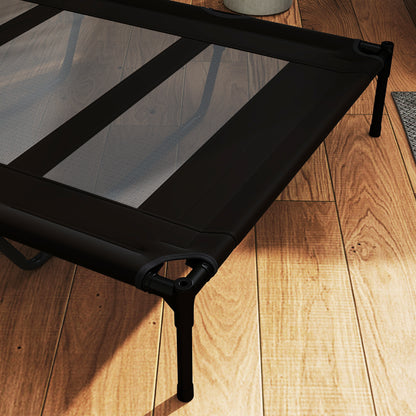 Portable Elevated Bed for Dogs Cats with Breathable Mesh Zone and Oxford Fabric for Indoor Outdoor 122x92x23 cm Black