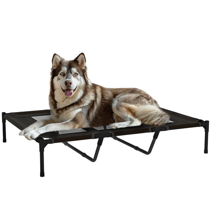 Portable Elevated Bed for Dogs Cats with Breathable Mesh Zone and Oxford Fabric for Indoor Outdoor 122x92x23 cm Black