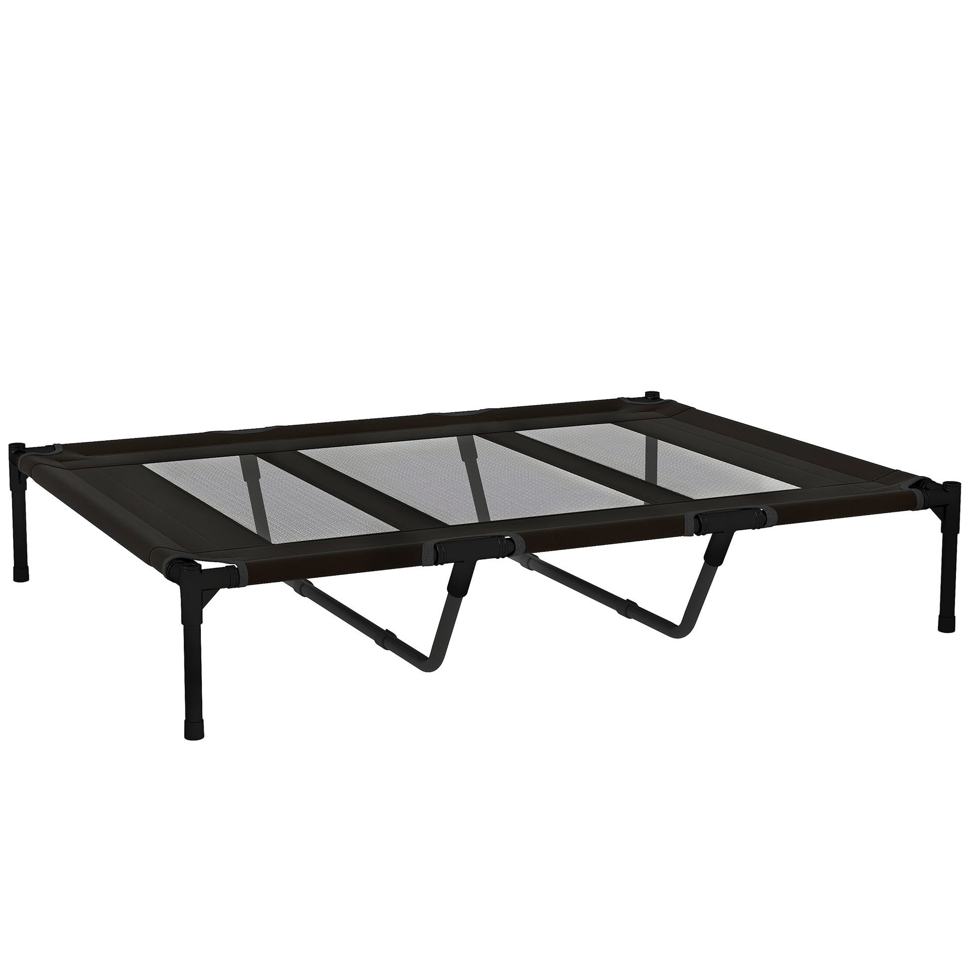Portable Elevated Bed for Dogs Cats with Breathable Mesh Zone and Oxford Fabric for Indoor Outdoor 122x92x23 cm Black
