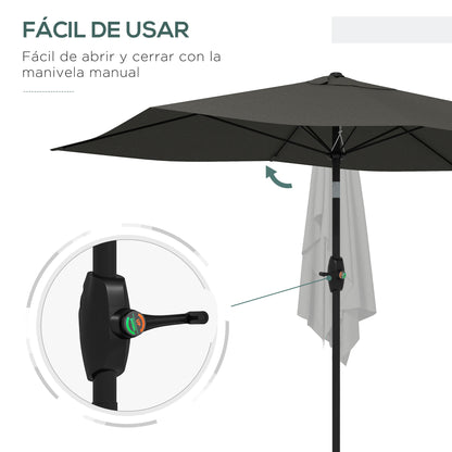 Outdoor Terrace Umbrella 3x2 m Patio Umbrella with Adjustable Angle Aluminum Mast and UV 50+ Protection Umbrella for Garden Patio Dark Gray