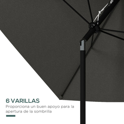 Outdoor Terrace Umbrella 3x2 m Patio Umbrella with Adjustable Angle Aluminum Mast and UV 50+ Protection Umbrella for Garden Patio Dark Gray