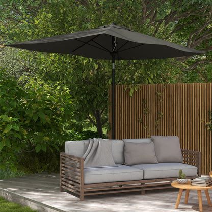 Outdoor Terrace Umbrella 3x2 m Patio Umbrella with Adjustable Angle Aluminum Mast and UV 50+ Protection Umbrella for Garden Patio Dark Gray