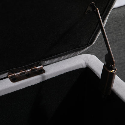 70L Storage Ottoman Upholstered Velvet Storage Bench with Metal Legs for Entryway Living Room 100x40x42 cm Light Grey