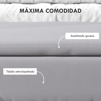 70L Storage Ottoman Upholstered Velvet Storage Bench with Metal Legs for Entryway Living Room 100x40x42 cm Light Grey