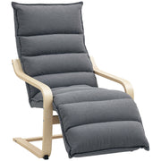 Dark Grey Wooden Bedroom Relax Armchair with Velvet Upholstery, Adjustable Footrest, Modern Design for Living Room and Lounge