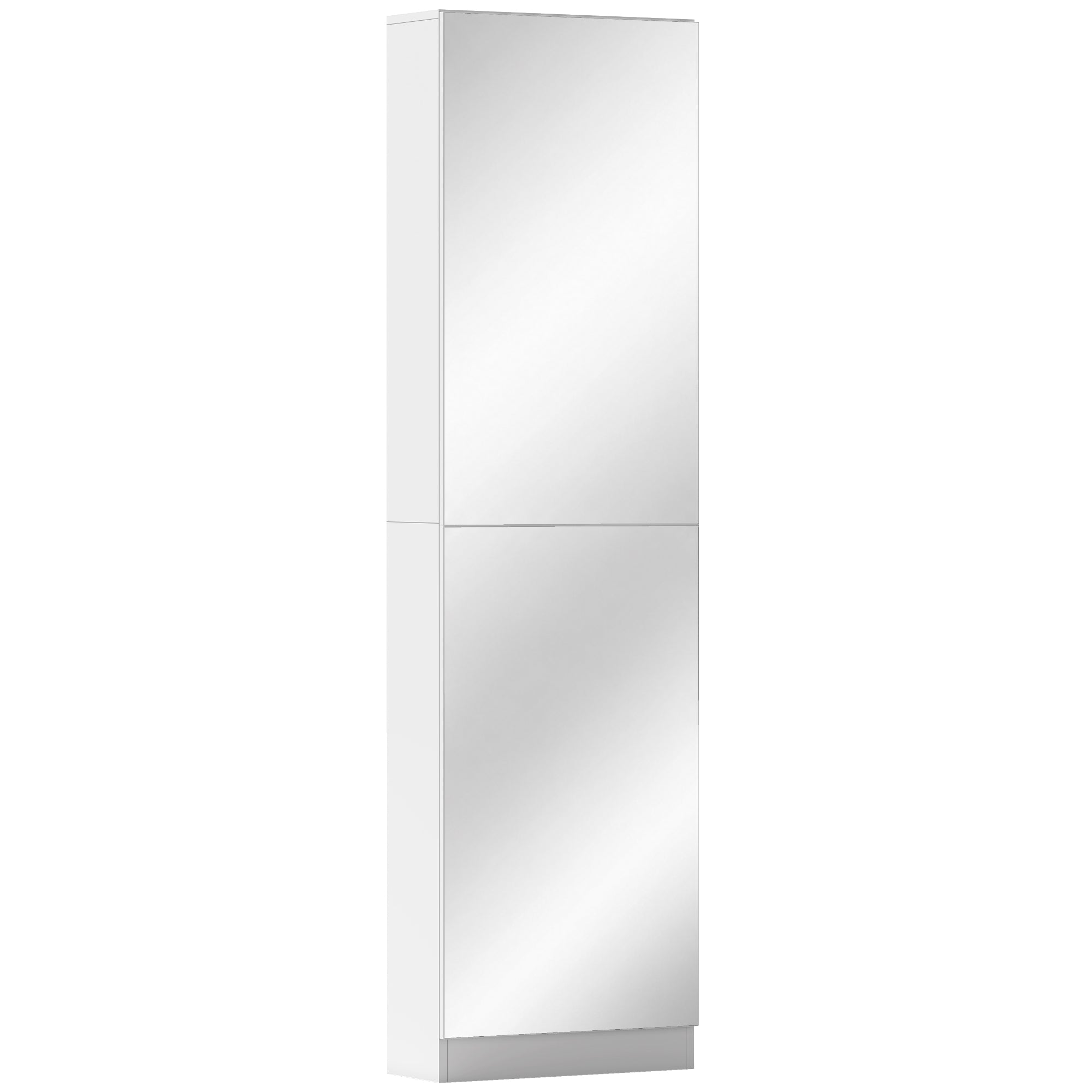 Slim Space-Saving Shoe Cabinet with Full-Length Mirror, 5 Fabric Shelves, Reversible Doors, Soft-Close, Holds 12 Pairs, 19.7 x 7.9 x 70.9 in, White