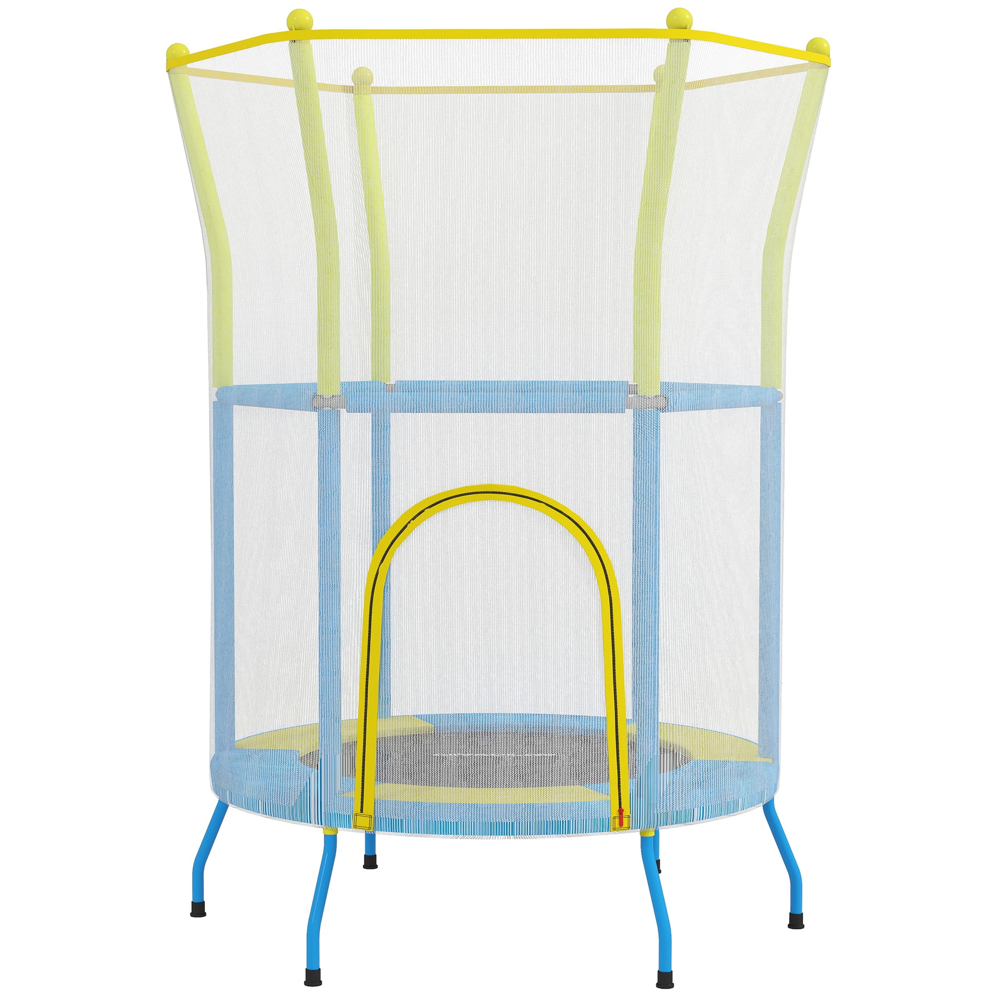 Children's Trampoline Ø140x190 cm Kids Trampoline for 3-6 Year Olds with Safety Net Padded Bars 45 kg Load Capacity for Indoor Use Multicolor