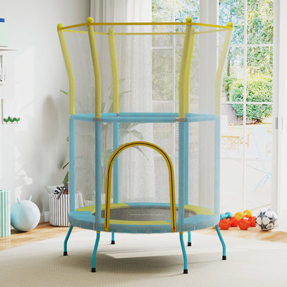 Children's Trampoline Ø140x190 cm Kids Trampoline for 3-6 Year Olds with Safety Net Padded Bars 45 kg Load Capacity for Indoor Use Multicolor