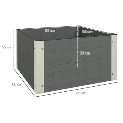 Raised Bed, Planter Box, Planting Box with Open Bottom, Herb Bed for Garden, Balcony, Gray, 60 x 60 x 30 cm