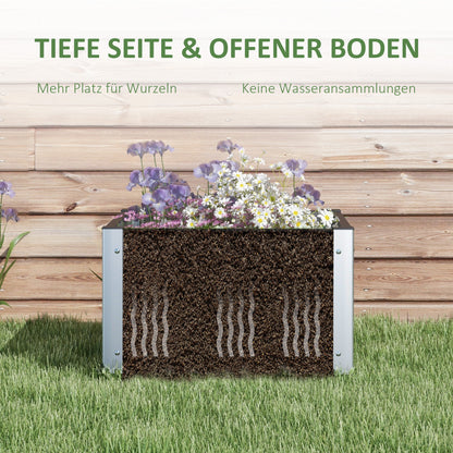 Raised Bed, Planter Box, Planting Box with Open Bottom, Herb Bed for Garden, Balcony, Gray, 60 x 60 x 30 cm