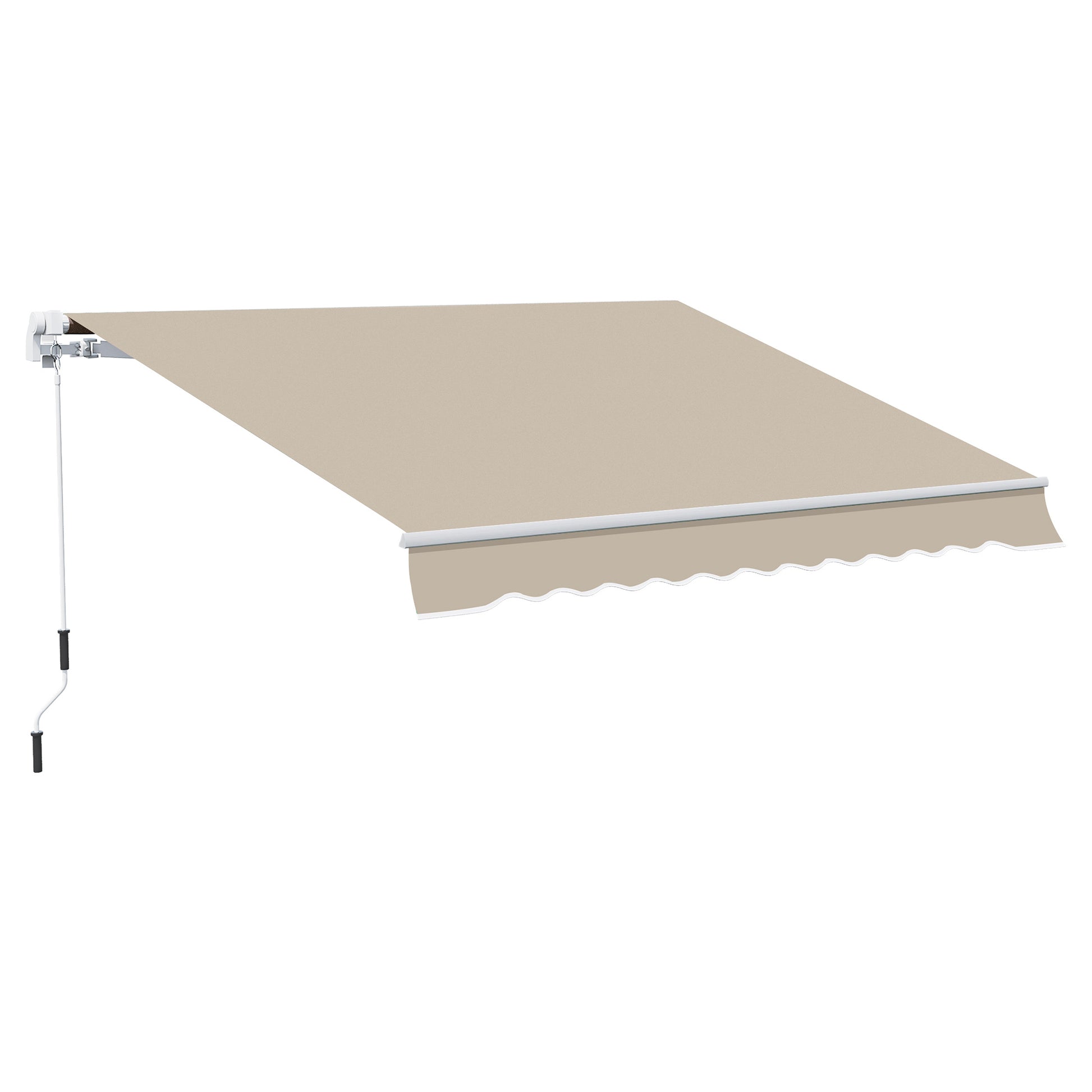 Manual Retractable Cassette Awning Awning 3.95m with Hand Crank Balcony Awning Sunshade Wall Mount Balcony Aluminum White+Beige 395 x 245 cm
