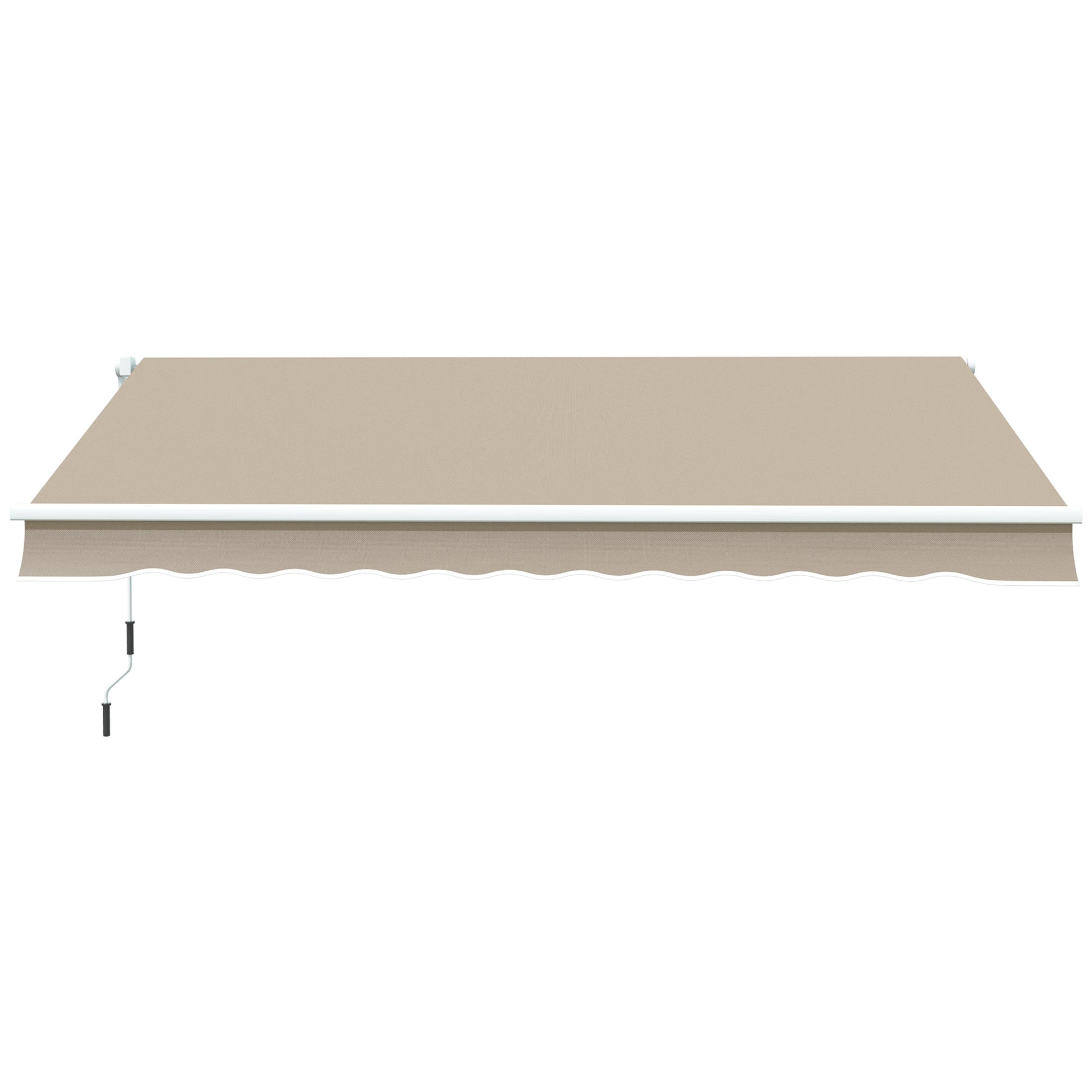 Manual Retractable Cassette Awning Awning 3.95m with Hand Crank Balcony Awning Sunshade Wall Mount Balcony Aluminum White+Beige 395 x 245 cm
