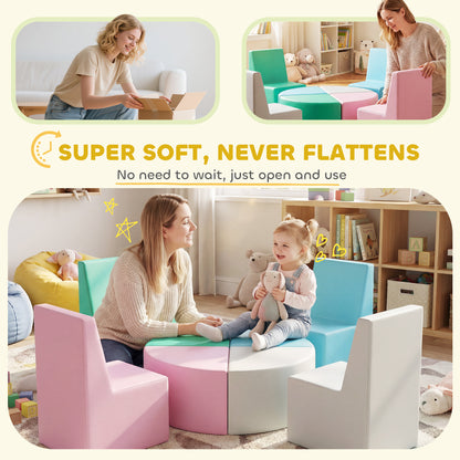 8-Piece Soft Foam Building Blocks for Kids — Table & Stool Design, PU Foam Blocks for Babies & Toddlers, Multicolor