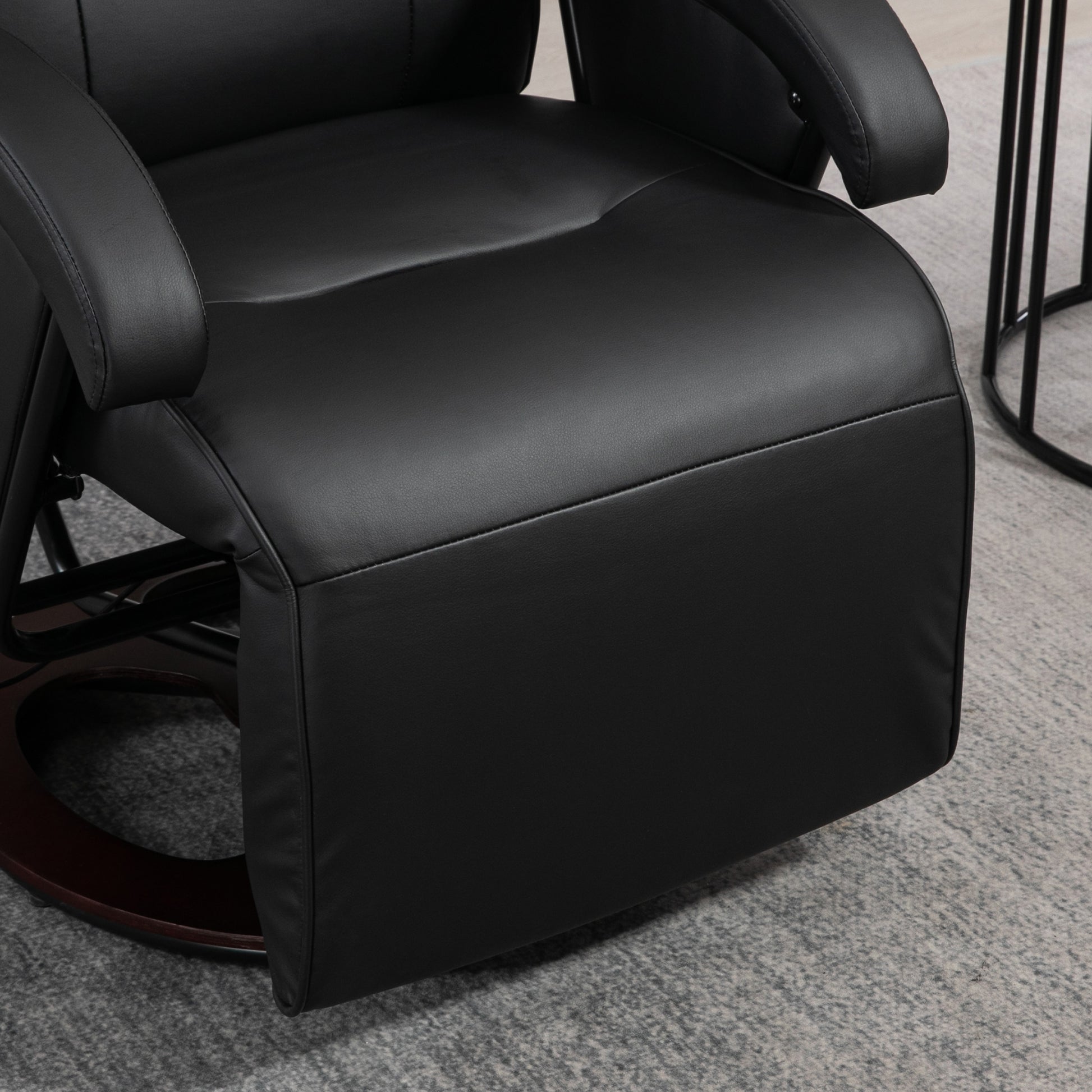 Reclining Armchair Swivel TV Chair with Recline Function, Recliner TV Chair with Adjustable Backrest, Footrest, Lounge Chair for Living Room, Faux Leather, Black
