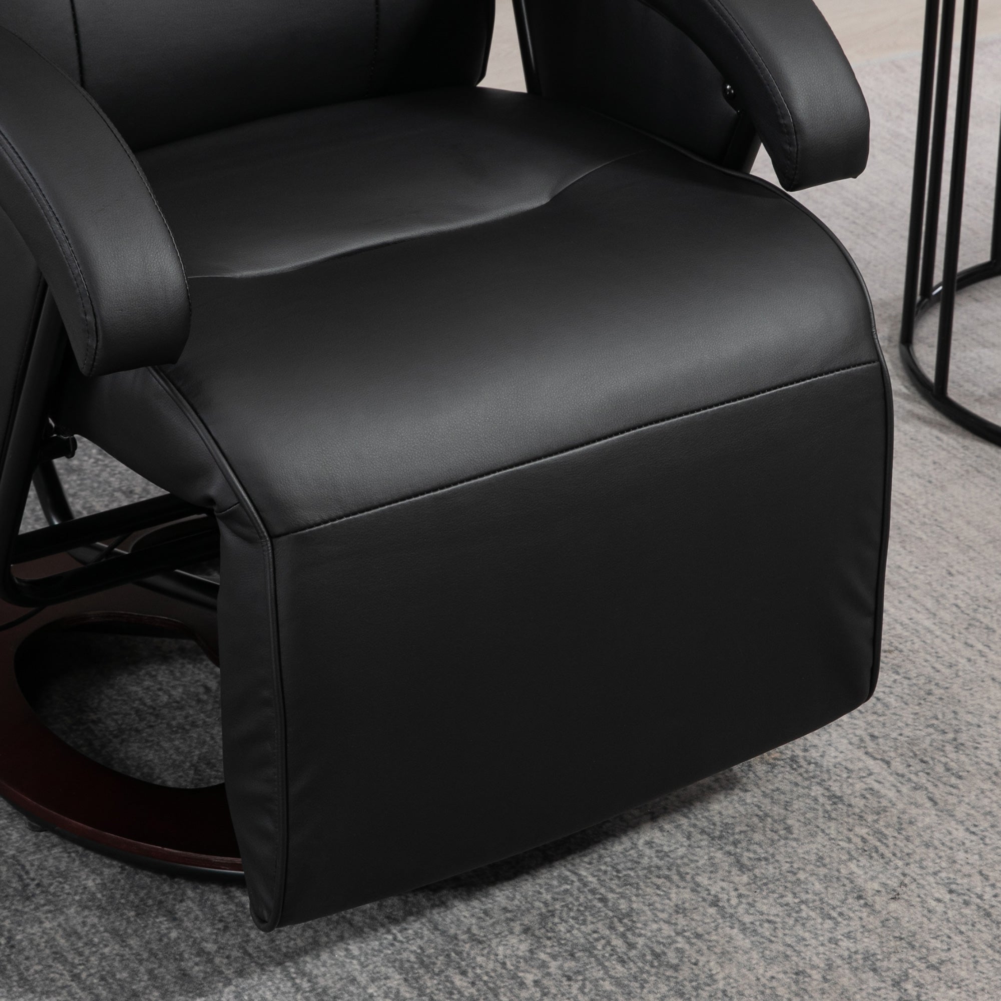 Reclining Armchair Swivel TV Chair with Recline Function, Recliner TV Chair with Adjustable Backrest, Footrest, Lounge Chair for Living Room, Faux Leather, Black