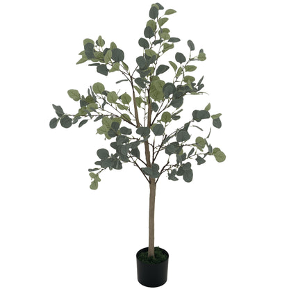 Large Decorative Artificial Plant 120 cm Artificial Eucalyptus Plant with Pot and Leaves for Indoor Green