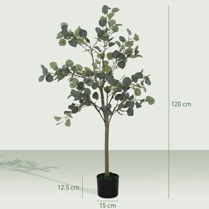 Large Decorative Artificial Plant 120 cm Artificial Eucalyptus Plant with Pot and Leaves for Indoor Green