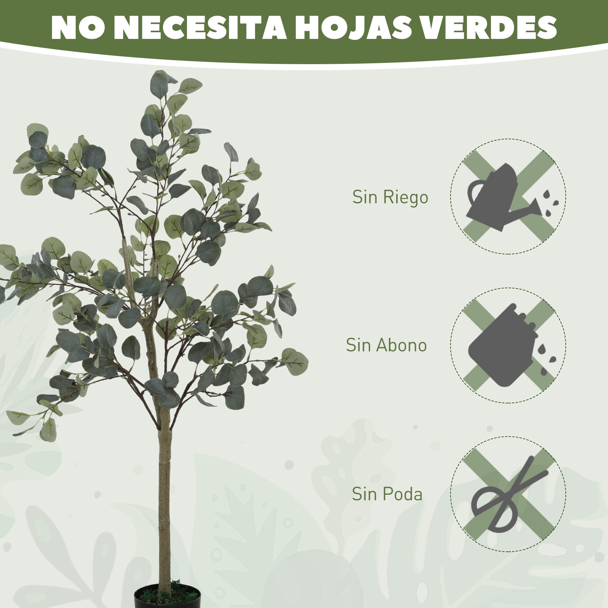 Large Decorative Artificial Plant 120 cm Artificial Eucalyptus Plant with Pot and Leaves for Indoor Green