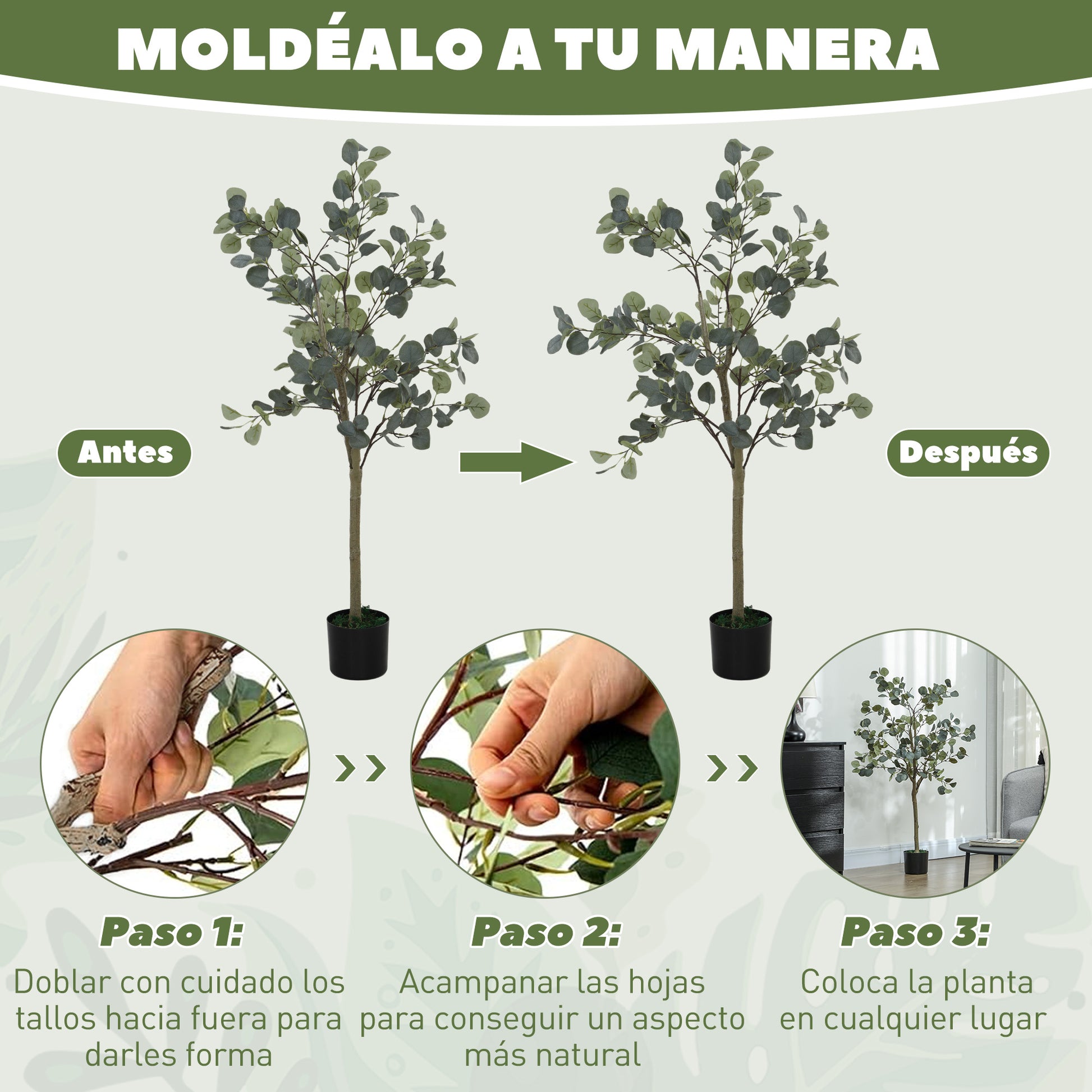 Large Decorative Artificial Plant 120 cm Artificial Eucalyptus Plant with Pot and Leaves for Indoor Green