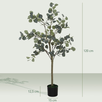 Large Decorative Artificial Plant 120 cm Artificial Eucalyptus Plant with Pot and Leaves for Indoor Green