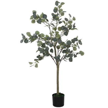 Large Decorative Artificial Plant 120 cm Artificial Eucalyptus Plant with Pot and Leaves for Indoor Green