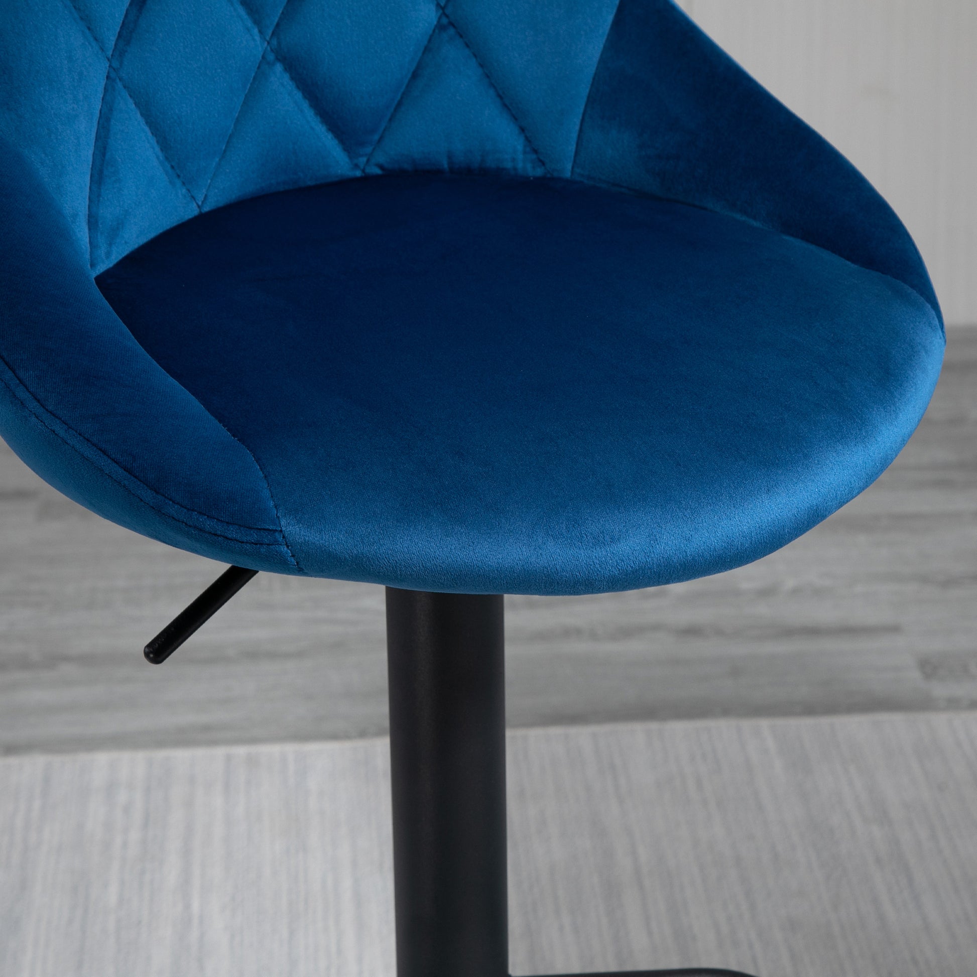 Set of 2 Bar Stools with Adjustable Height, Metal Base and Faux Leather Seat, Modern Swivel Barstools with Backrest and Footrest 46x48x83-104cm, Blue